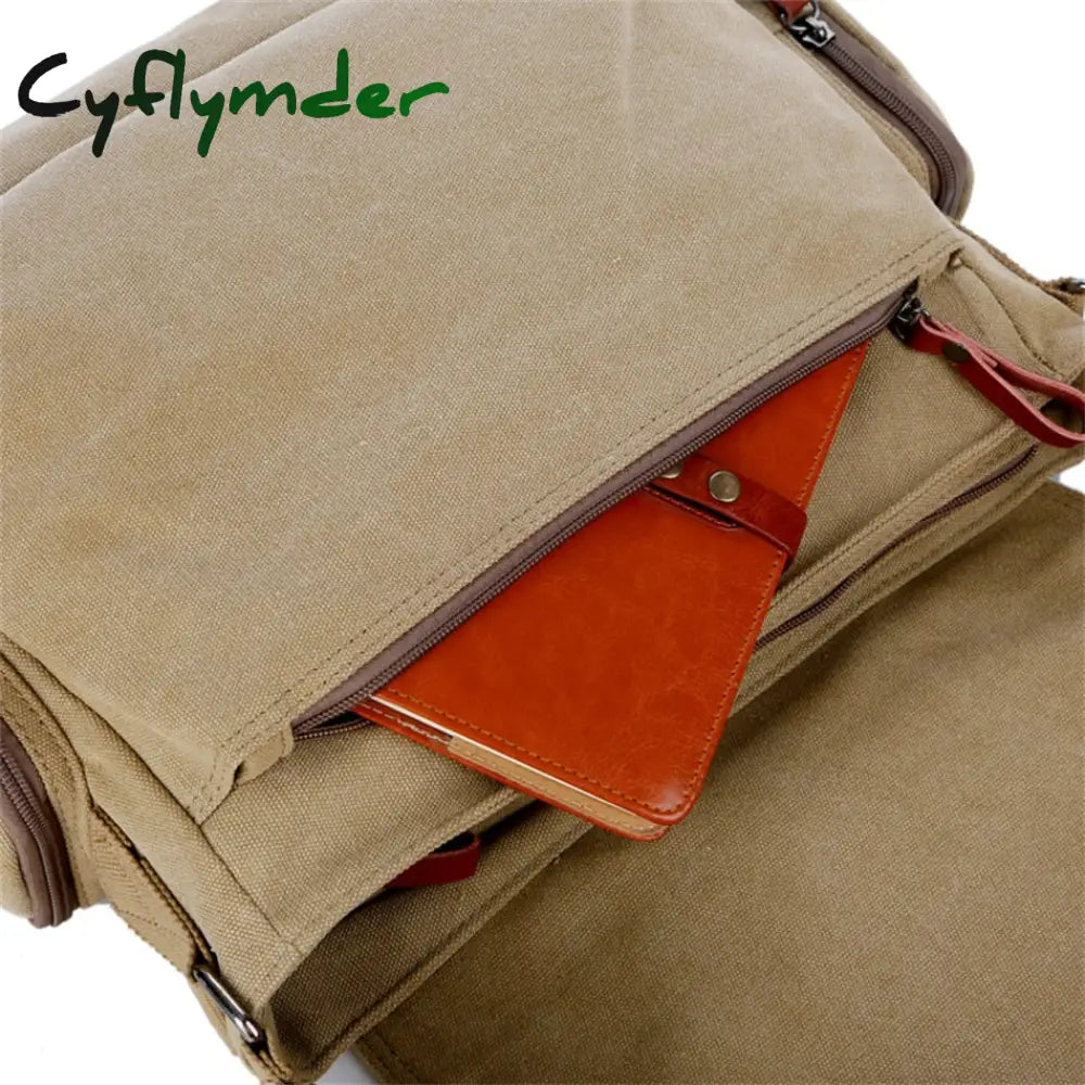 Cyflymder Men’s Fashion Canvas Shoulder Bags Business Travel Crossbody Men Messenger Briefcase