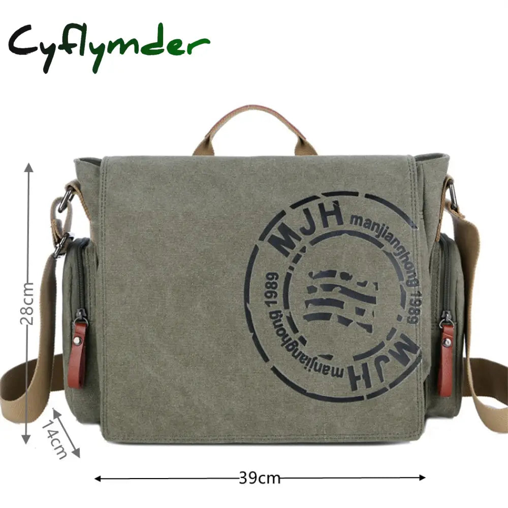 Cyflymder Men’s Fashion Canvas Shoulder Bags Business Travel Crossbody Men Messenger Briefcase