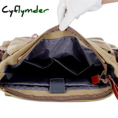 Cyflymder Men’s Fashion Canvas Shoulder Bags Business Travel Crossbody Men Messenger Briefcase