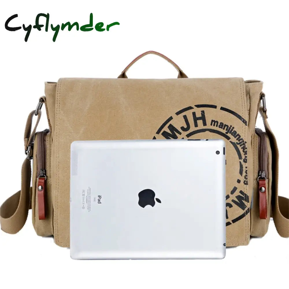 Cyflymder Men’s Fashion Canvas Shoulder Bags Business Travel Crossbody Men Messenger Briefcase