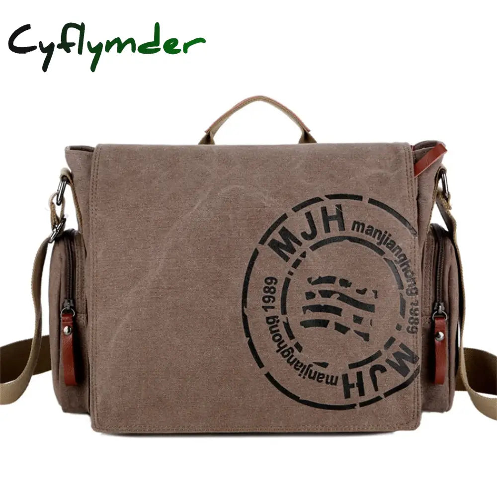 Cyflymder Men’s Fashion Canvas Shoulder Bags Business Travel Crossbody Men Messenger Briefcase