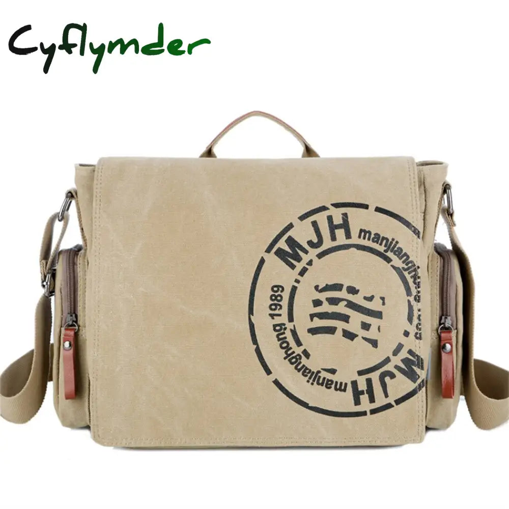 Cyflymder Men’s Fashion Canvas Shoulder Bags Business Travel Crossbody Men Messenger Briefcase