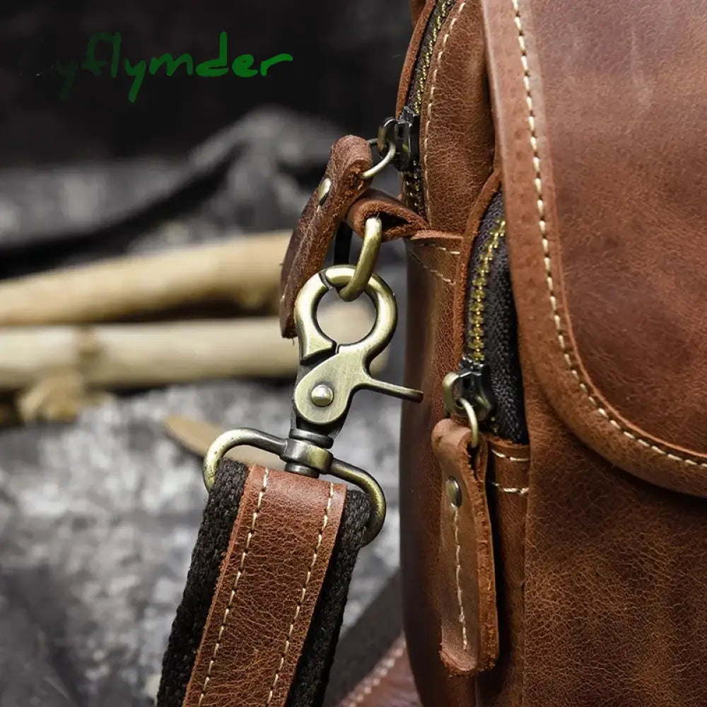 Cyflymder Men’s Genuine Leather Waist Bag 2 Use Wow Small Messenger Cowhide Fanny Pack Real