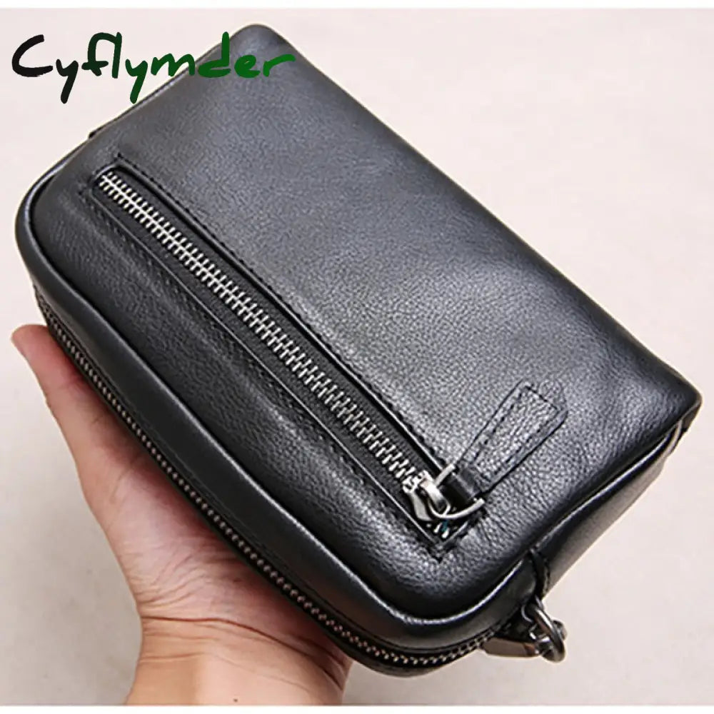 Cyflymder Mens Leather Handbag Mens Long Wallet Trend Head Soft Large-Capacity Mobile Phone Bag 1