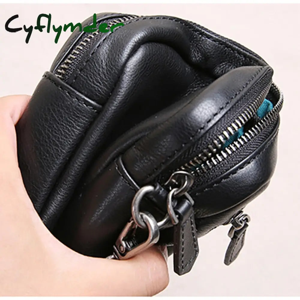 Cyflymder Mens Leather Handbag Mens Long Wallet Trend Head Soft Large-Capacity Mobile Phone Bag