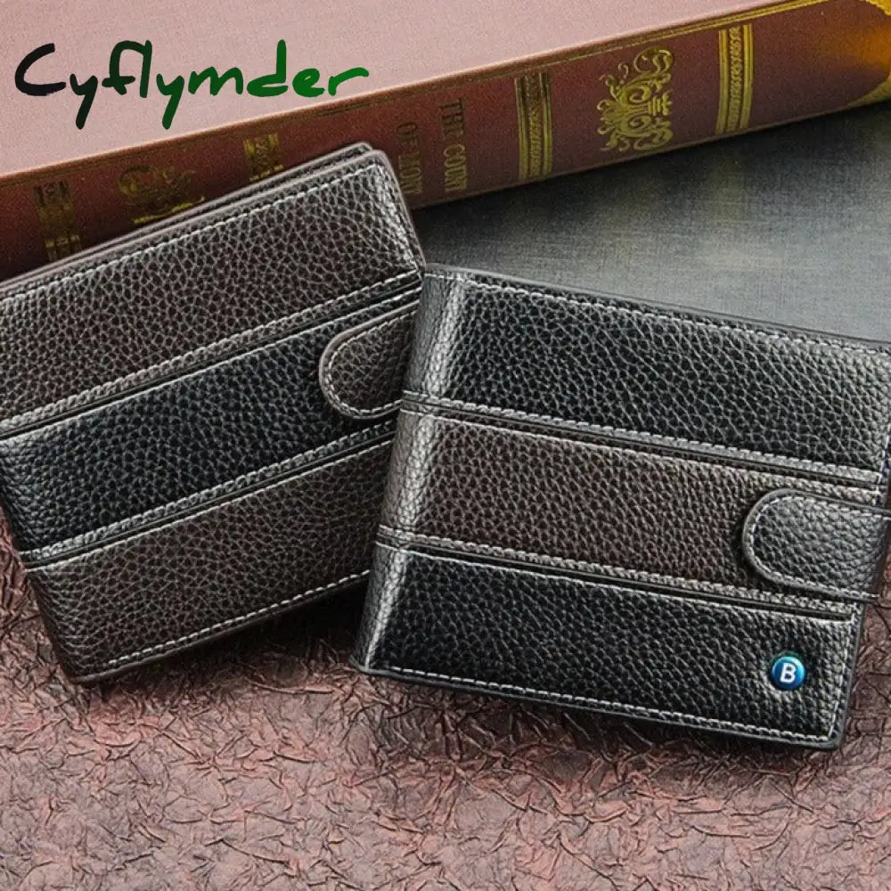 Cyflymder Men’s Leather Wallet Brand Short Handy Purse Male Pocket Bag For Coin Money Zipper Mini