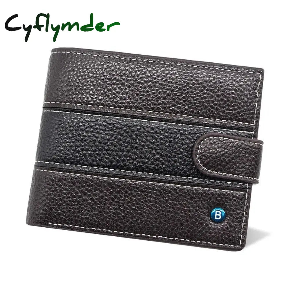 Cyflymder Men’s Leather Wallet Brand Short Handy Purse Male Pocket Bag For Coin Money Zipper Mini