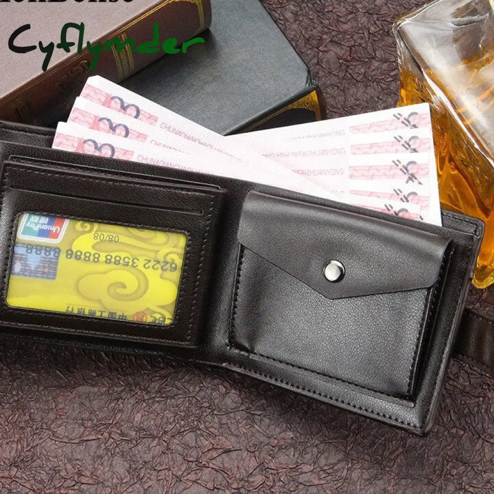 Cyflymder Men’s Leather Wallet Brand Short Handy Purse Male Pocket Bag For Coin Money Zipper Mini