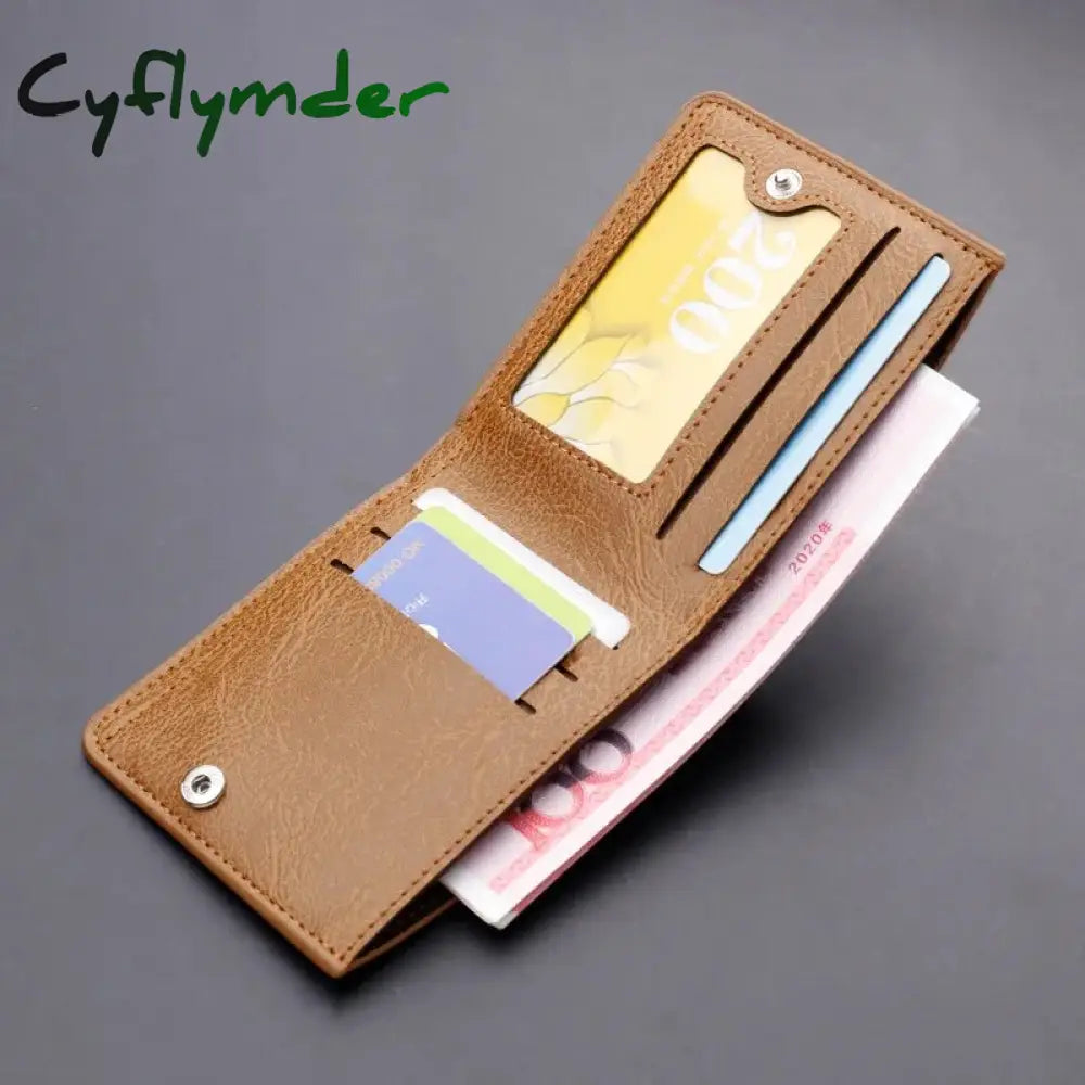 Cyflymder Men’s Long Thin Slim Wallets Vintage Pu Leather Male Credit Card Holder Brown Money