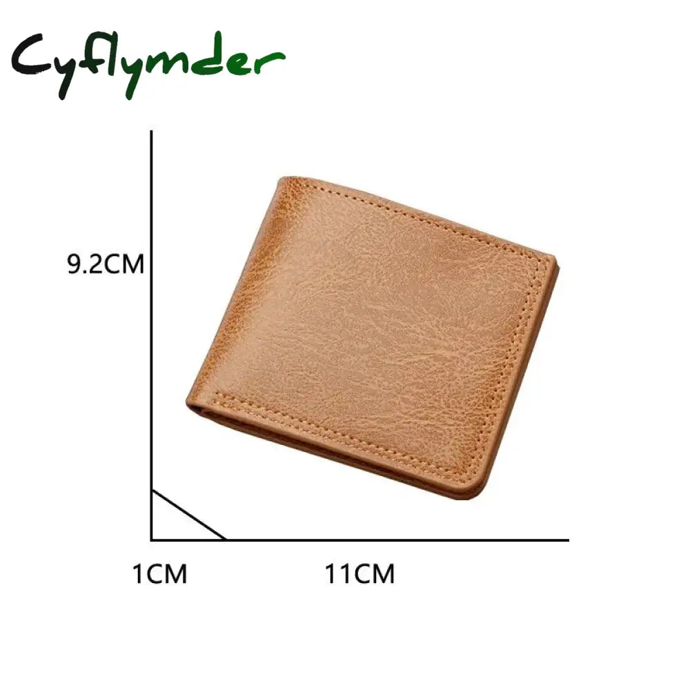 Cyflymder Men’s Long Thin Slim Wallets Vintage Pu Leather Male Credit Card Holder Brown Money