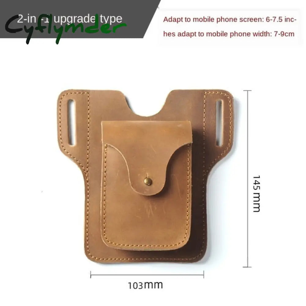 Cyflymder Men’s Portable Sports Running Mobile Phone Storage Belt Bag Genuine Leather Crazy Horse