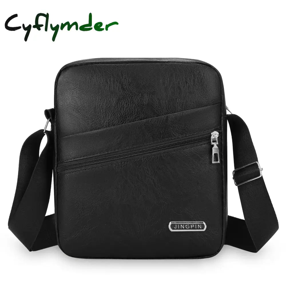 Cyflymder Men‘s PU Shoulder Bag Messenger Bag Casual Waterproof Nylon Zipper Pocket Handbag Fashion Tote Travel Male