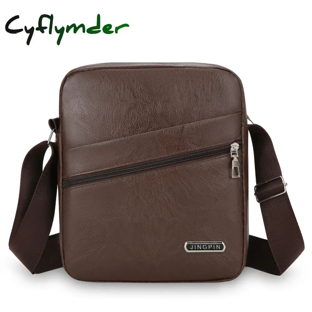 Cyflymder Men‘s PU Shoulder Bag Messenger Bag Casual Waterproof Nylon Zipper Pocket Handbag Fashion Tote Travel Male