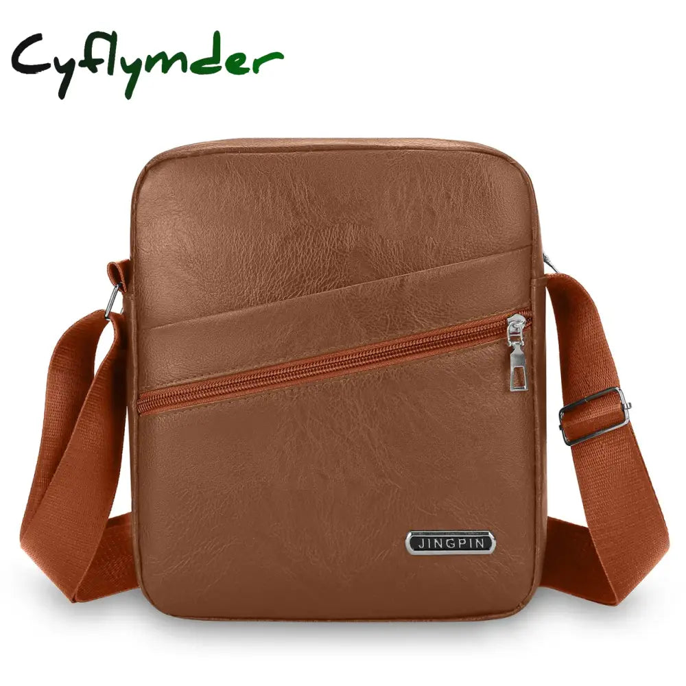Cyflymder Men‘s PU Shoulder Bag Messenger Bag Casual Waterproof Nylon Zipper Pocket Handbag Fashion Tote Travel Male
