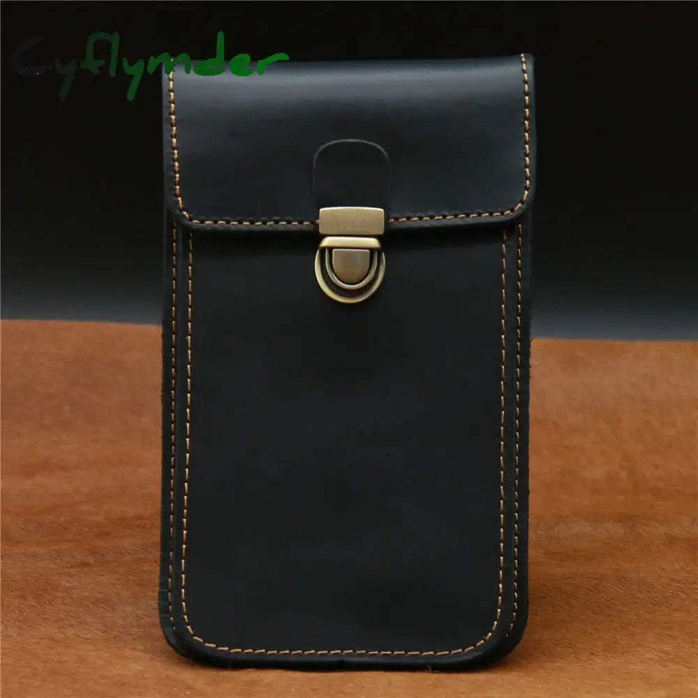 Cyflymder Men’s Waist Pack Genuine Leather Pouch Bag For Men Fanny Cow Mini Phone Vintage Big