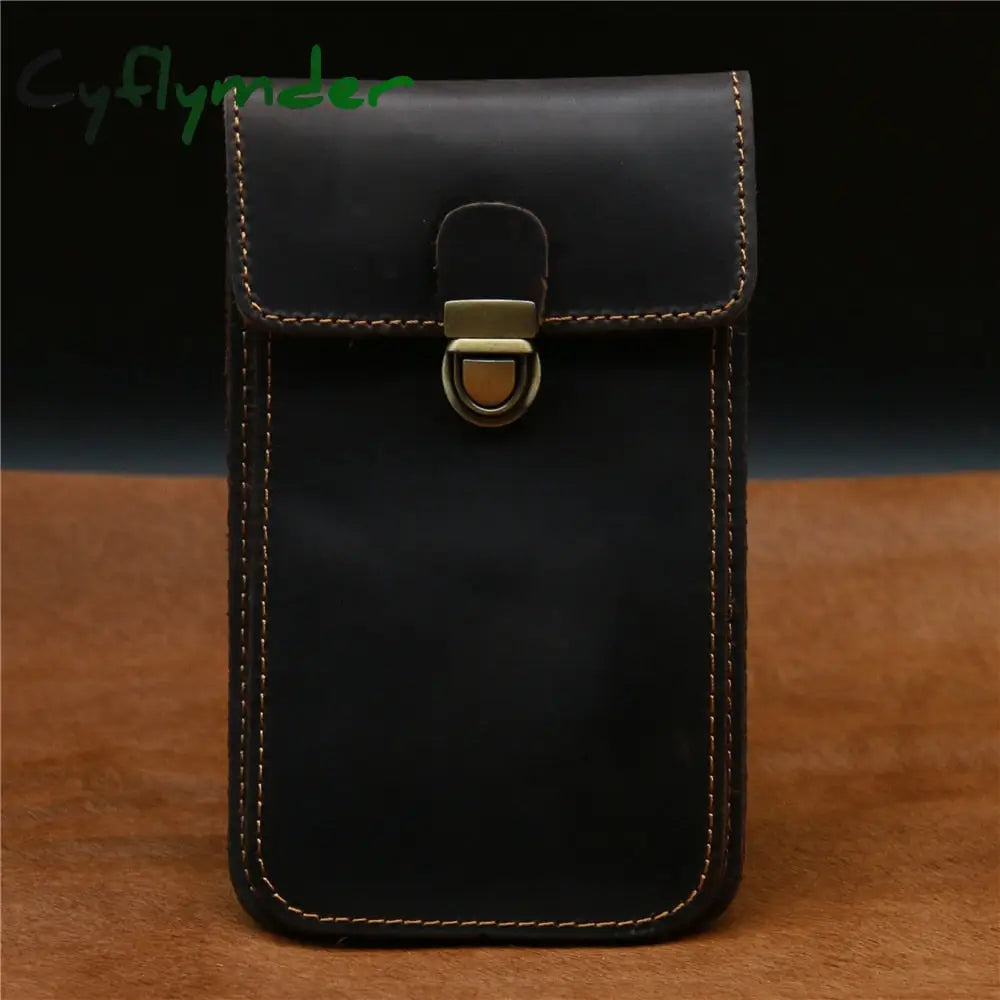 Cyflymder Men’s Waist Pack Genuine Leather Pouch Bag For Men Fanny Cow Mini Phone Vintage Big