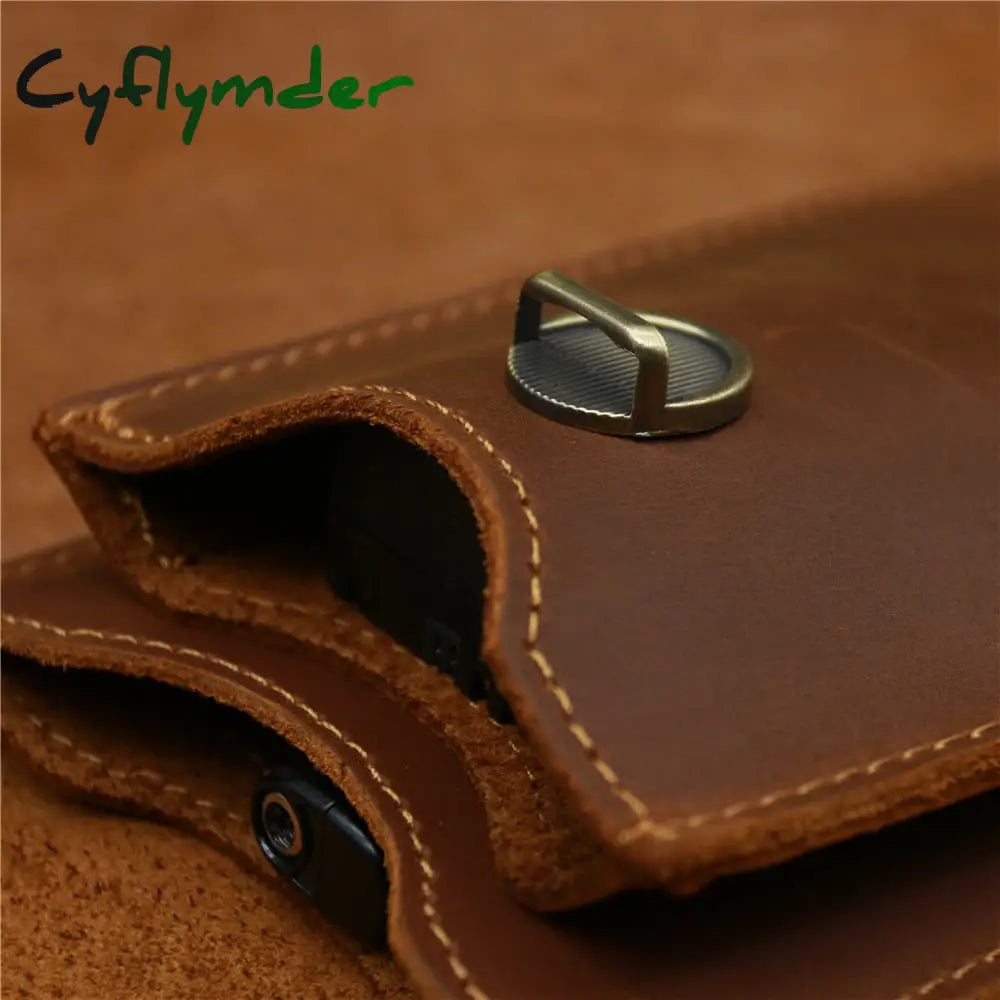 Cyflymder Men’s Waist Pack Genuine Leather Pouch Bag For Men Fanny Cow Mini Phone Vintage Big