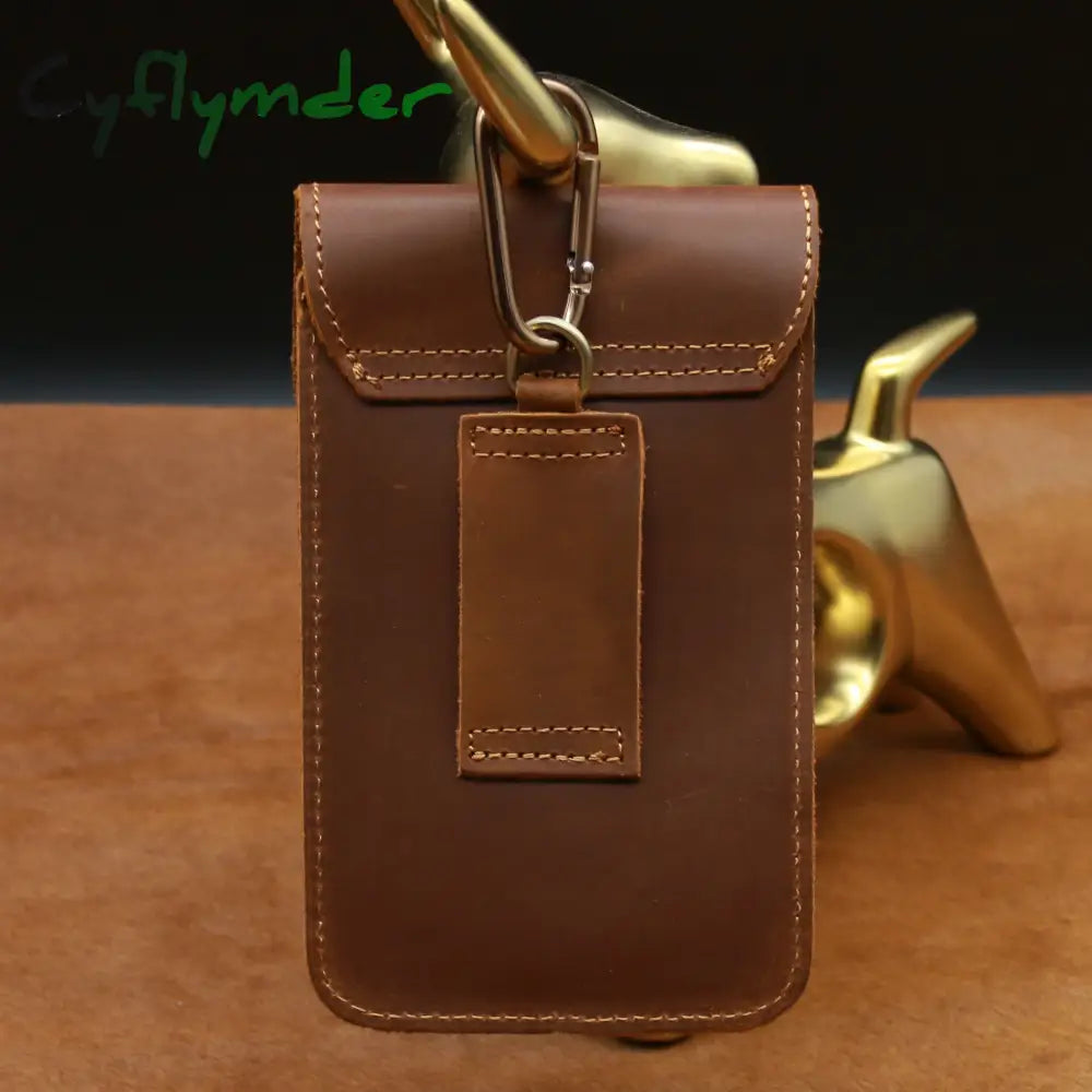 Cyflymder Men’s Waist Pack Genuine Leather Pouch Bag For Men Fanny Cow Mini Phone Vintage Big