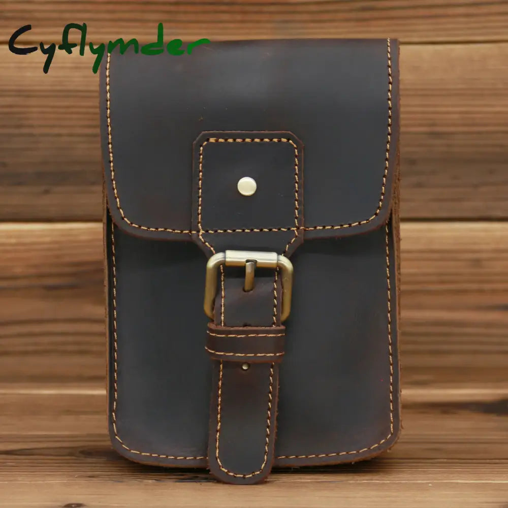 Cyflymder Men’s Waist Pack Genuine Leather Pouch Bag For Men Fanny Cow Mini Phone Vintage Big