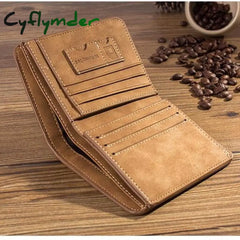 Cyflymder Men’s Wallet Leather Billfold Slim Hipster Cowhide Credit Card/Id Holders Inserts Coin