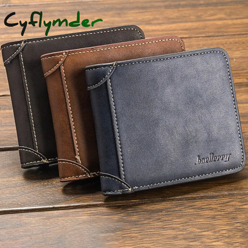 Cyflymder Men’s Wallet Leather Billfold Slim Hipster Cowhide Credit Card/Id Holders Inserts Coin