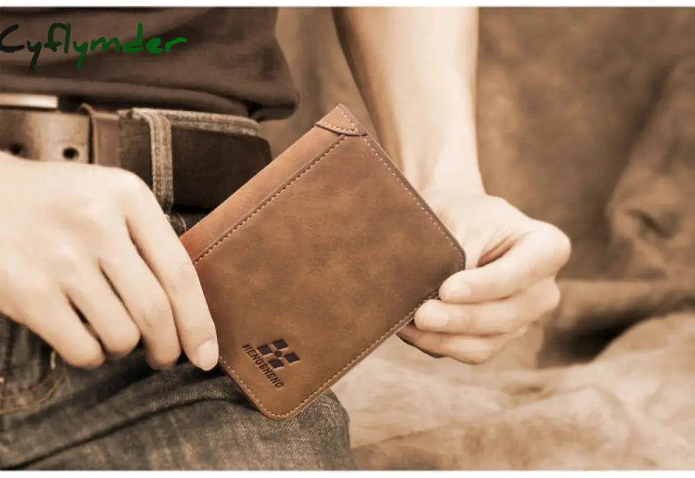 Cyflymder Men’s Wallet Leather Billfold Slim Hipster Cowhide Credit Card/Id Holders Inserts Coin