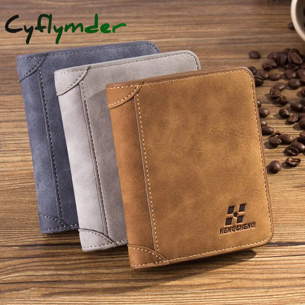 Cyflymder Men’s Wallet Leather Billfold Slim Hipster Cowhide Credit Card/Id Holders Inserts Coin