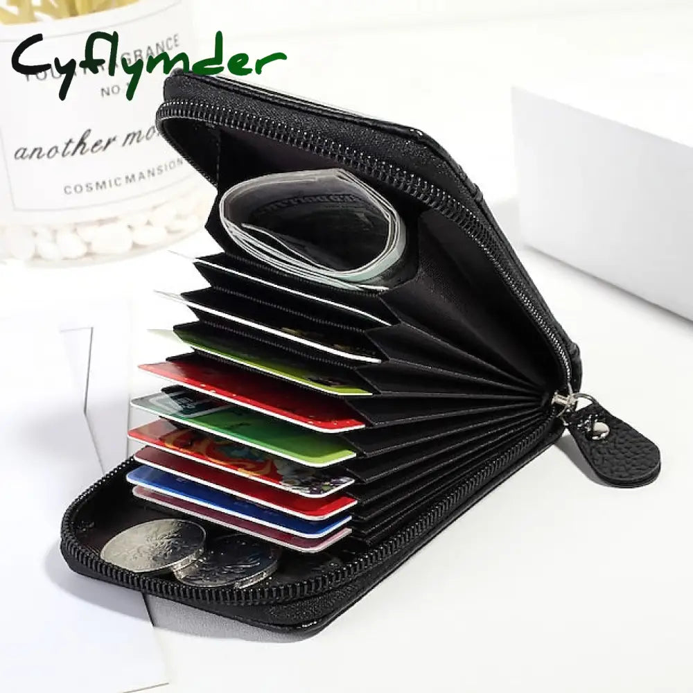 Cyflymder Men’s Women’s Wallet Credit Card Holder Pu Leather Outdoor Shopping Daily Zipper