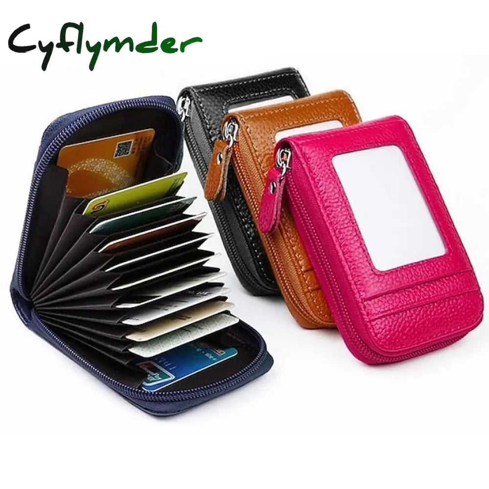 Cyflymder Men’s Women’s Wallet Credit Card Holder Pu Leather Outdoor Shopping Daily Zipper