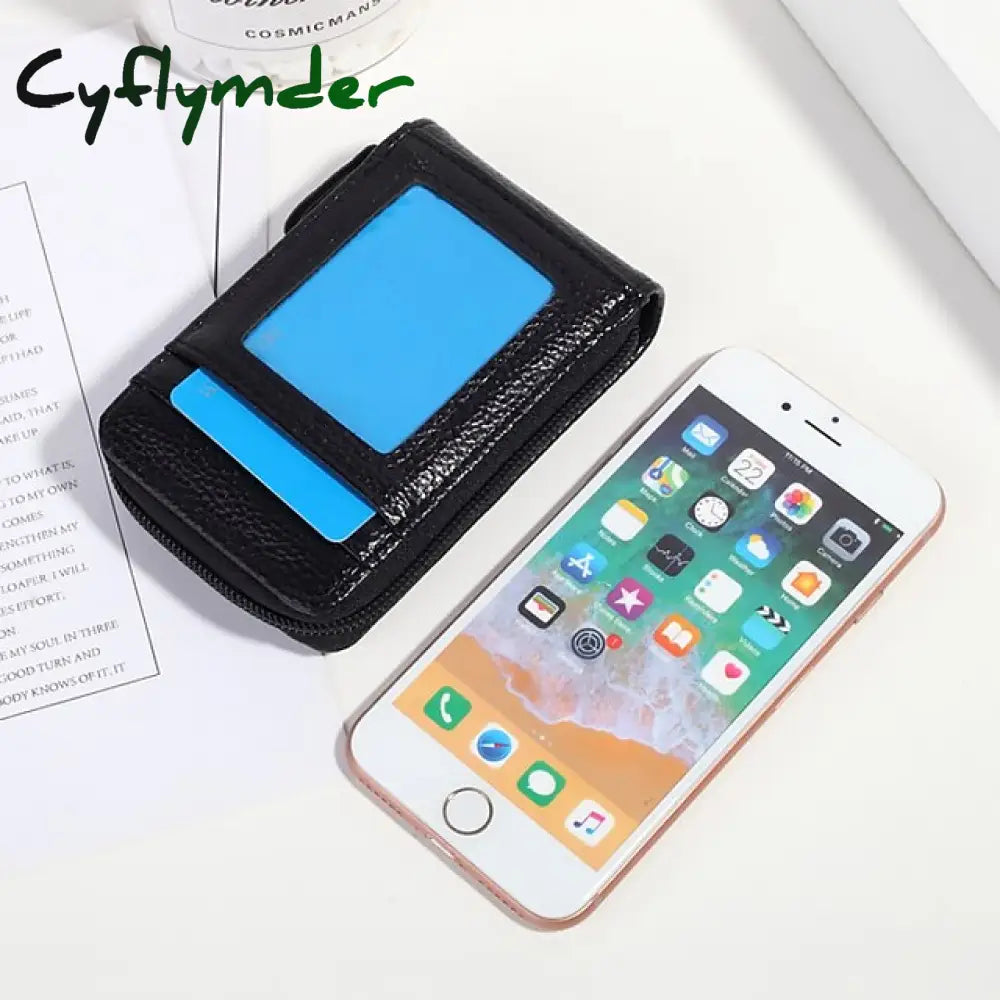 Cyflymder Men’s Women’s Wallet Credit Card Holder Pu Leather Outdoor Shopping Daily Zipper