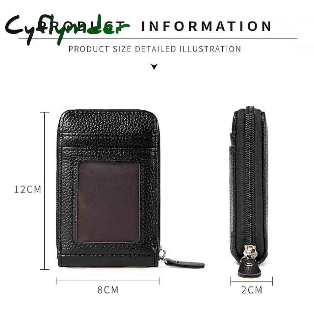 Cyflymder Men’s Women’s Wallet Credit Card Holder Pu Leather Outdoor Shopping Daily Zipper