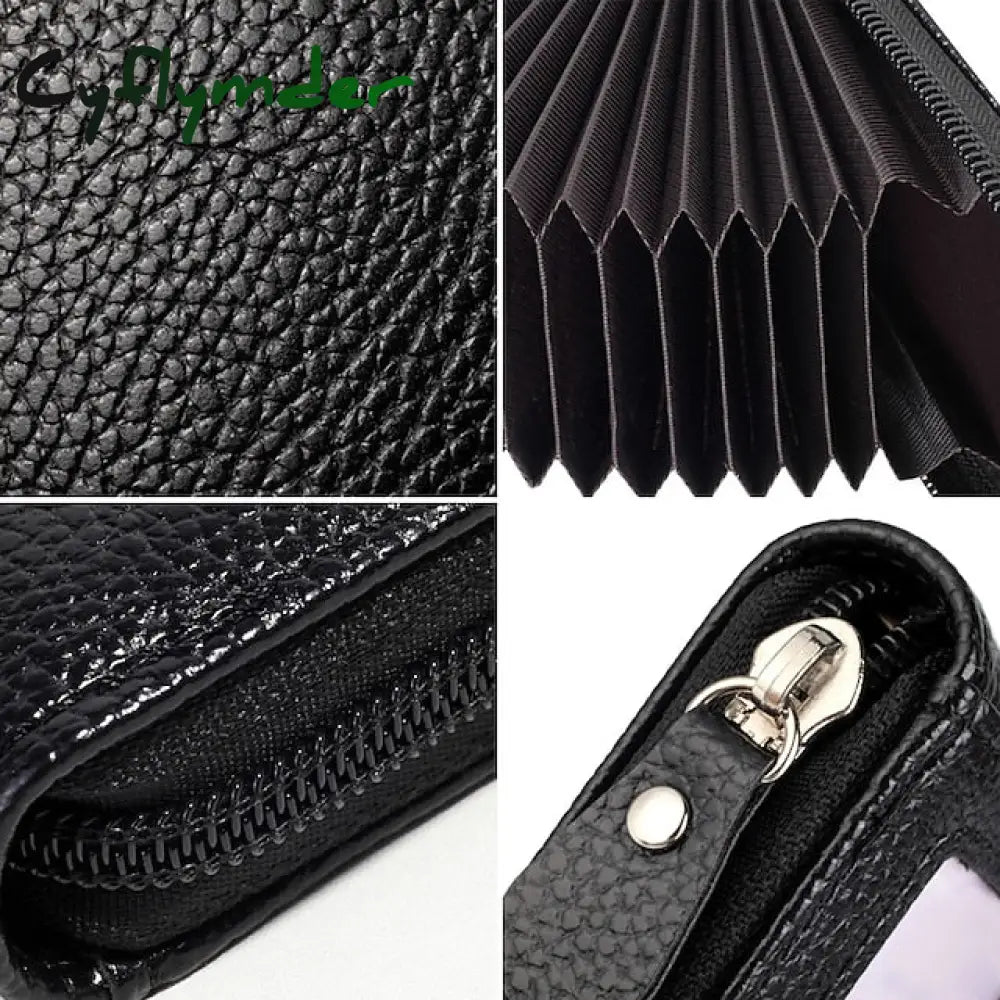 Cyflymder Men’s Women’s Wallet Credit Card Holder Pu Leather Outdoor Shopping Daily Zipper