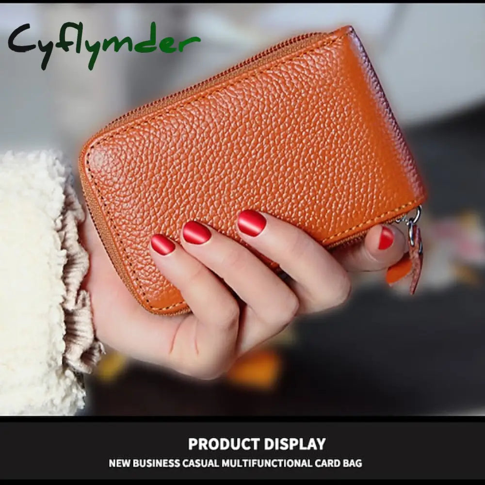 Cyflymder Men’s Women’s Wallet Credit Card Holder Pu Leather Outdoor Shopping Daily Zipper