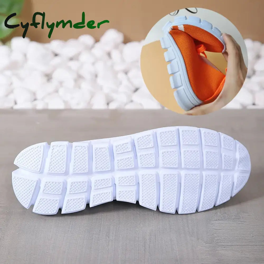 Cyflymder Mesh Knitted Striped Flats Shoes for Women Summer Lace Up Casual Sneakers Woman Breathable Soft Sole Loafers