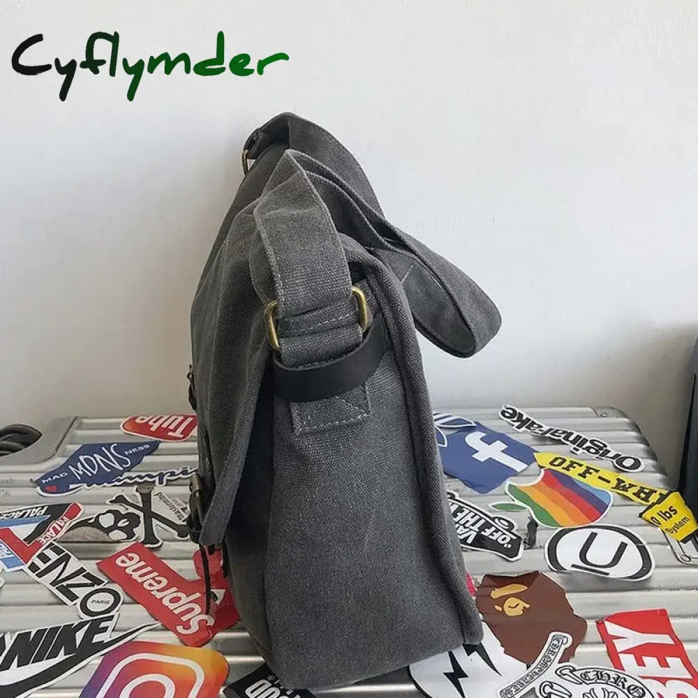 Cyflymder Messenger Bags Women Japanese Fashion Vintage Large Capacity Cross-Body Canvas Bag Unisex