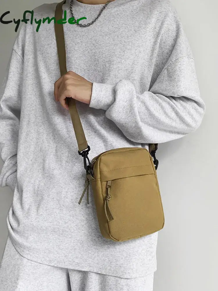 Cyflymder Messenger Sling Bags For Men Casual Canvas Small Zipper Crossbody Pouch Simple Shoulder