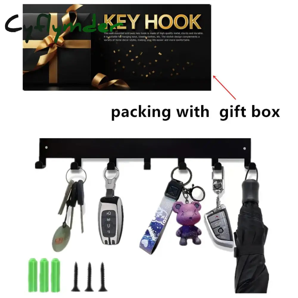 Cyflymder Metal Key Holder Home Wall Hooks Organizer Door Entryway Hallway Kitchen Wall Bedroom Decor Rack with 7/9