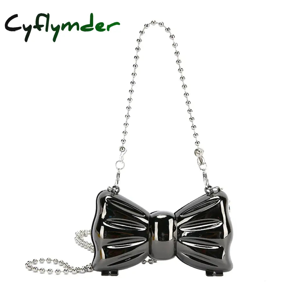 Cyflymder Metal Mini Bow Crossbody Bags For Women Fashion Silver Gold Shoulder Bag Women Bags Clutch Bag Lipstick