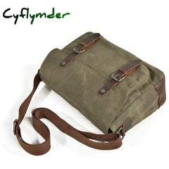 Cyflymder Military Vintage Canvas Leather Crossbody Bag Men Shoulder Bags Waterproof Travel Satchel