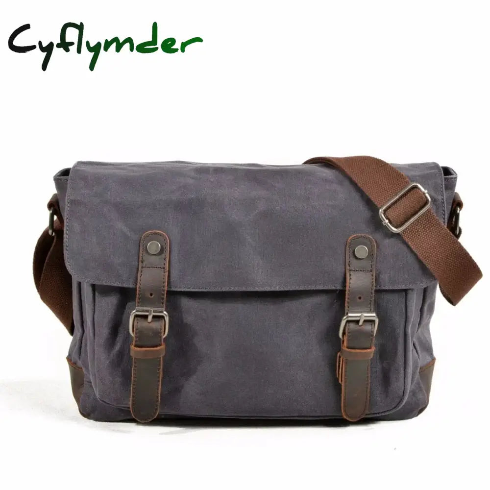 Cyflymder Military Vintage Canvas Leather Crossbody Bag Men Shoulder Bags Waterproof Travel Satchel