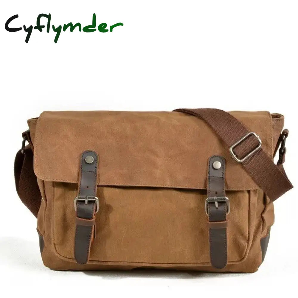 Cyflymder Military Vintage Canvas Leather Crossbody Bag Men Shoulder Bags Waterproof Travel Satchel