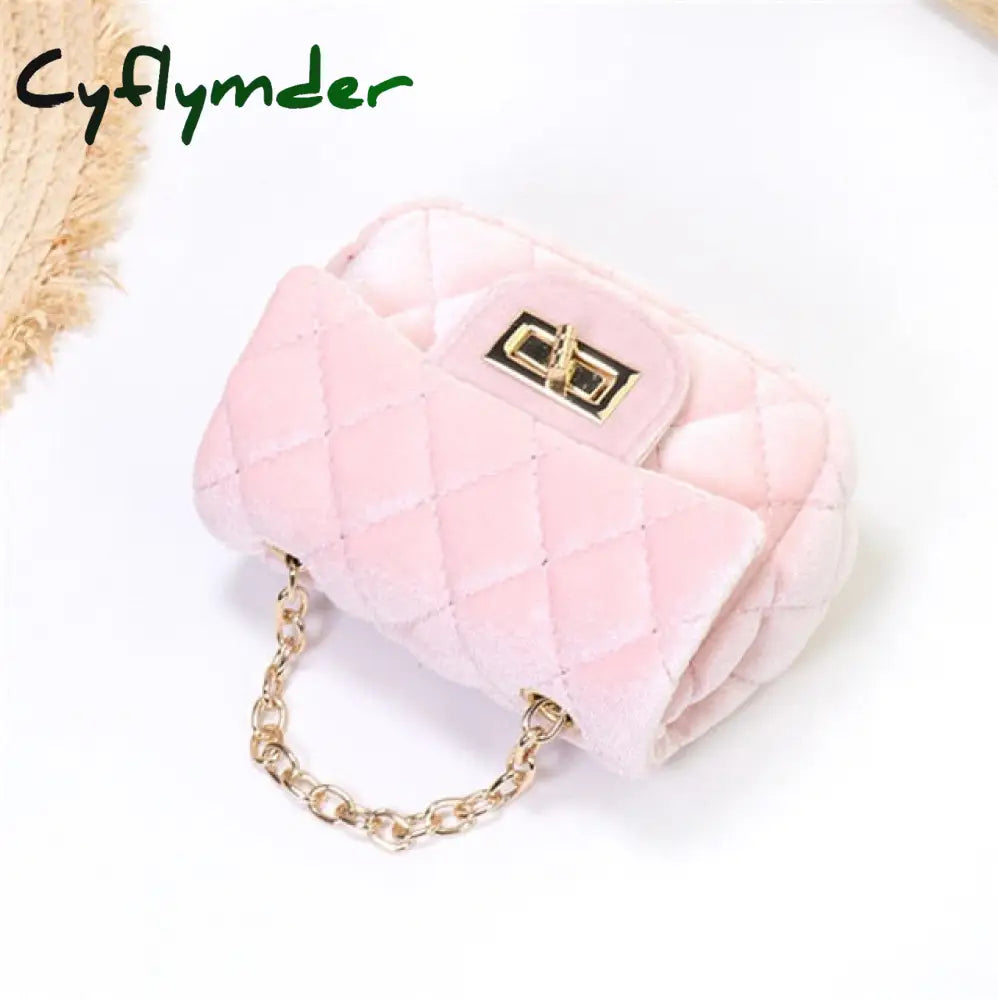 Cyflymder Mini 12Cm Children Shoulder Bag Hot Pink Velvet Handbag High End Pu Kid Evening Christmas