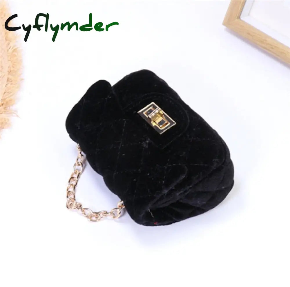 Cyflymder Mini 12Cm Children Shoulder Bag Hot Pink Velvet Handbag High End Pu Kid Evening Christmas