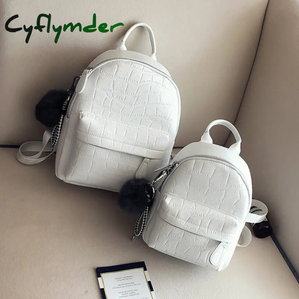 Cyflymder Mini Backpacks Women Pu Leather Cute Small Backpack Female White Back Pack Black For Teen