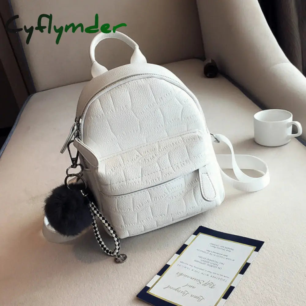 Cyflymder Mini Backpacks Women Pu Leather Cute Small Backpack Female White Back Pack Black For Teen