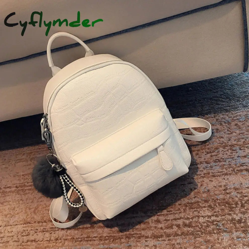 Cyflymder Mini Backpacks Women Pu Leather Cute Small Backpack Female White Back Pack Black For Teen