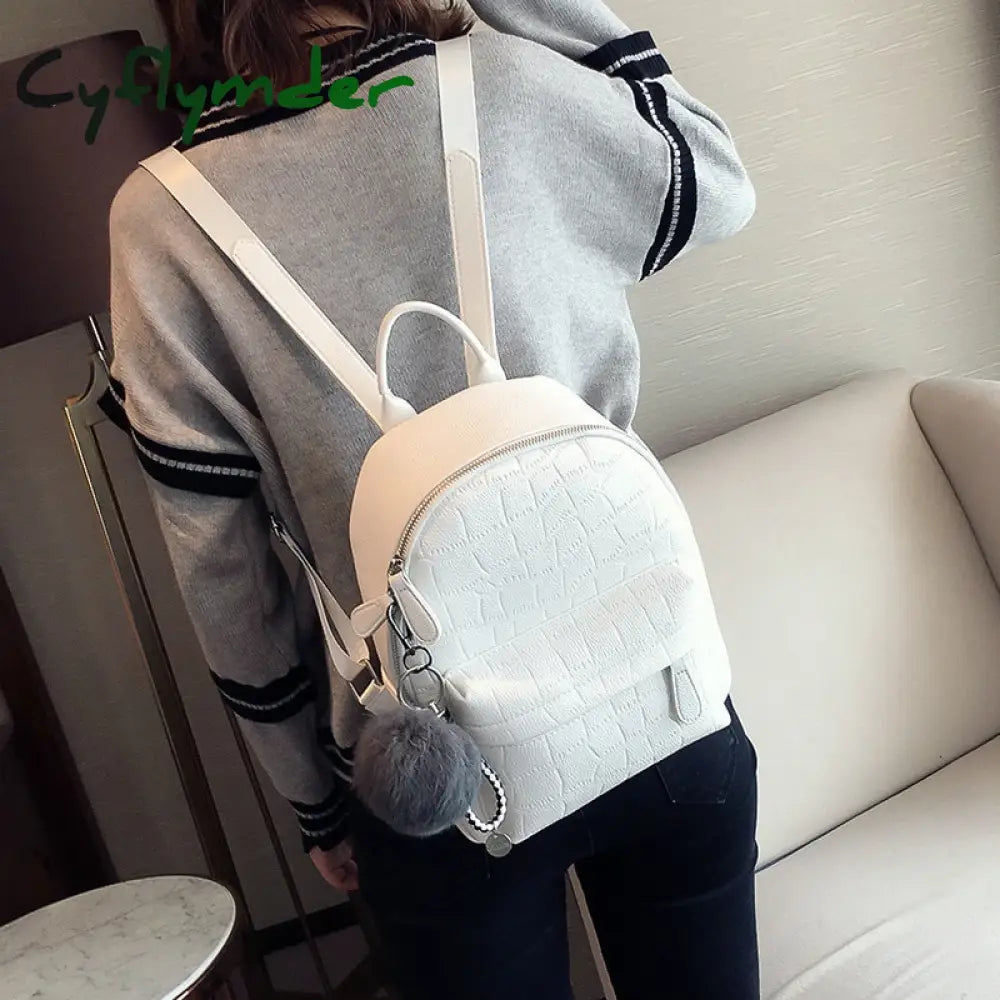 Cyflymder Mini Backpacks Women Pu Leather Cute Small Backpack Female White Back Pack Black For Teen