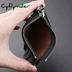 Cyflymder Mini Credit Card Wallet Id Holder Men’s Small Thin Sleeve Zipper Short Coin