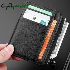 Cyflymder Mini Credit Card Wallet Id Holder Men’s Small Thin Sleeve Zipper Short Coin