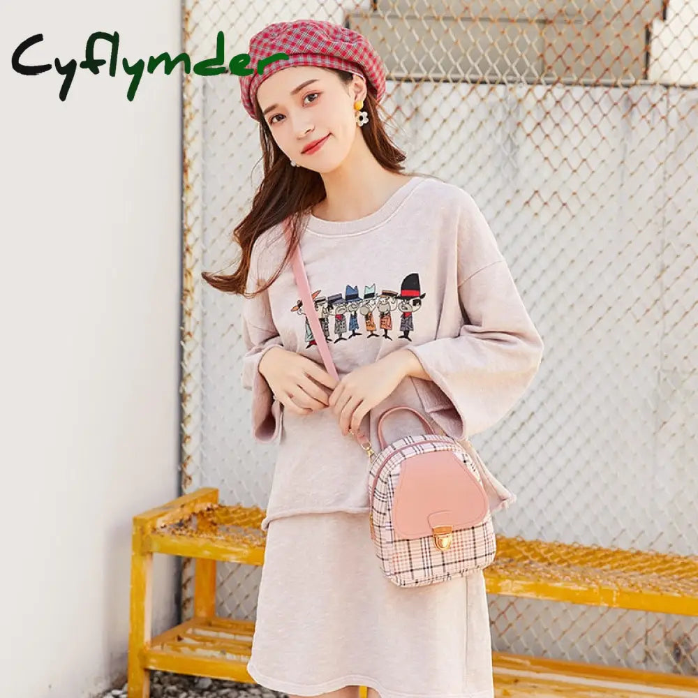 Cyflymder Mini Crossbody Bag For Teenage Girl Plaid Women Shoulder Phone Purse Korean Style New
